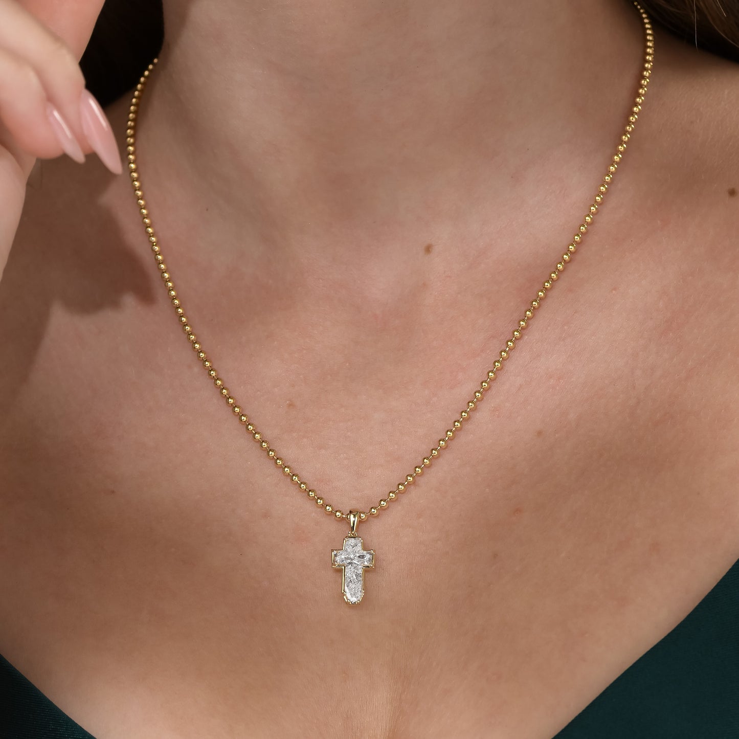 18K Yellow Gold Cross Pendant With 2.28 TCW Natural Diamond