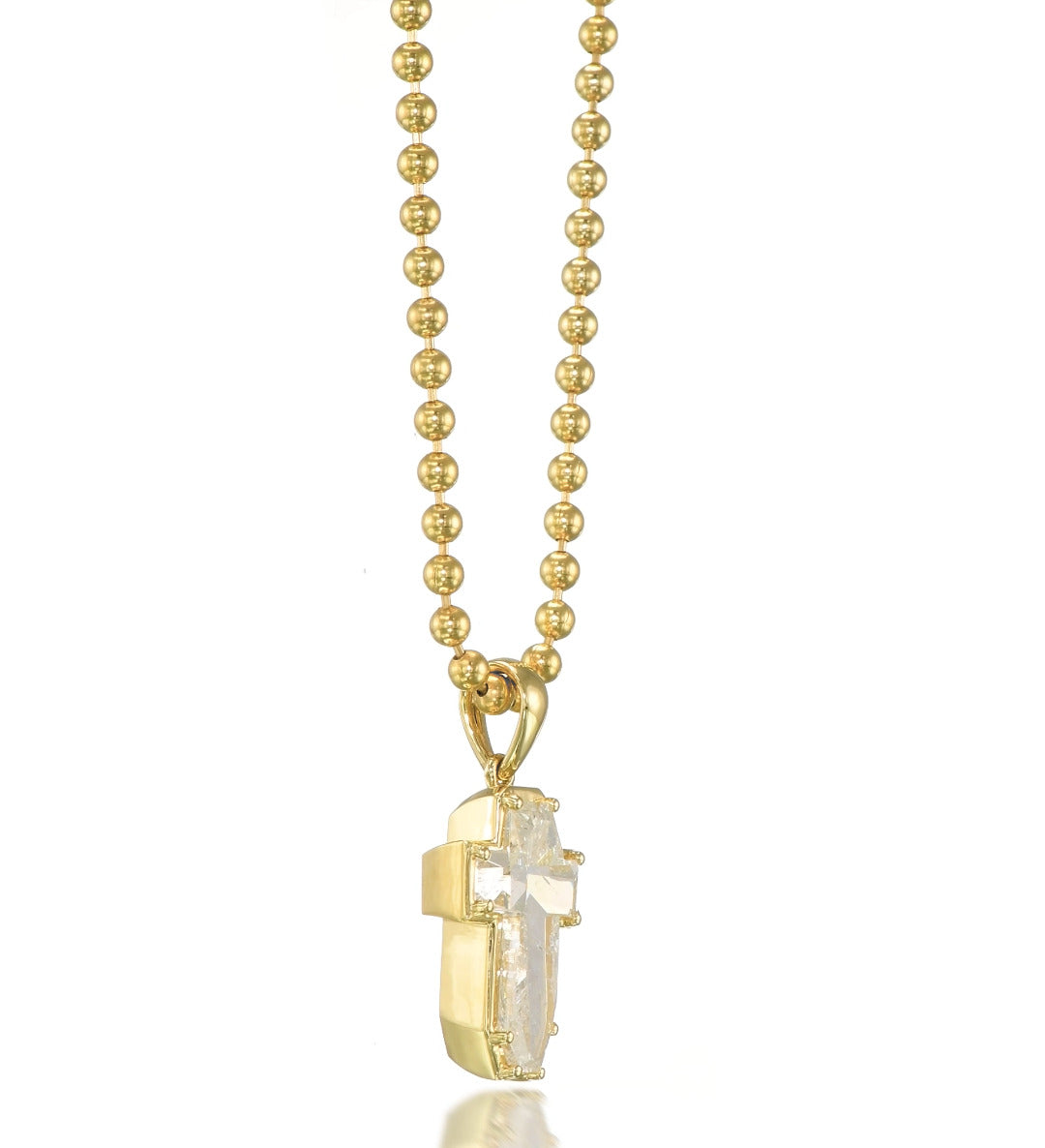 18K Yellow Gold Cross Pendant With 2.28 TCW Natural Diamond
