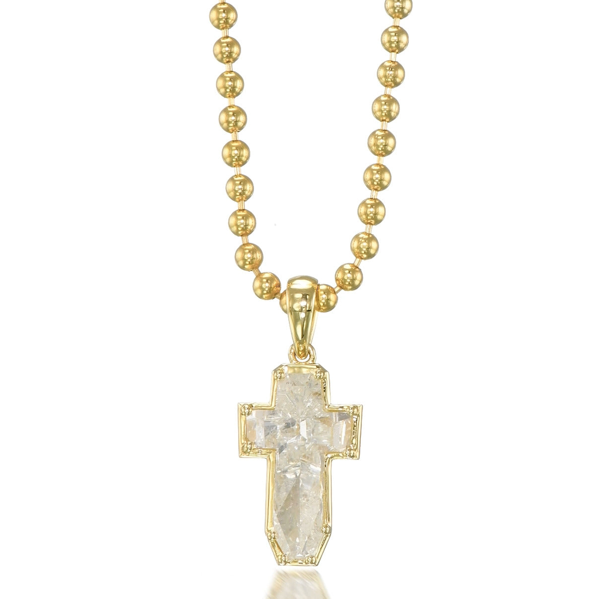 18K Yellow Gold Cross Pendant With 2.28 TCW Natural Diamond