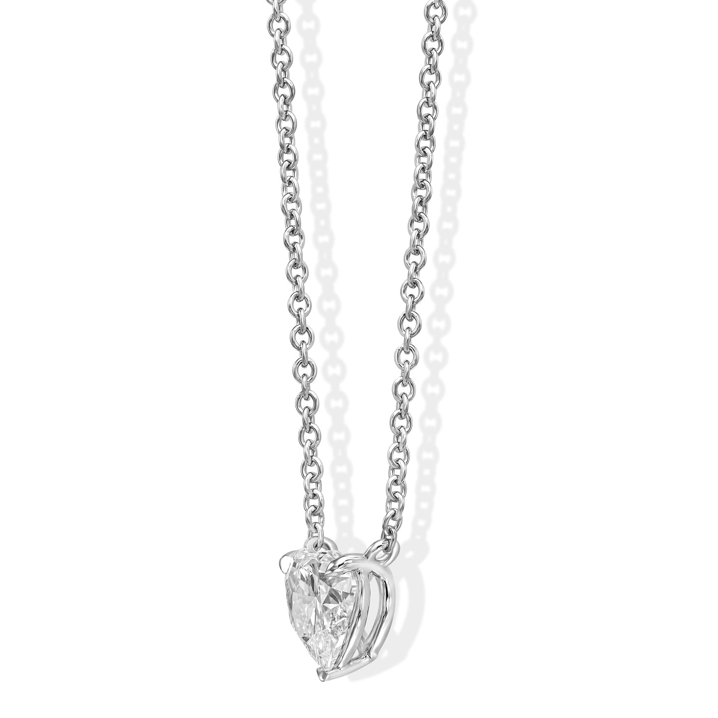18k White Gold Solitaire Pendant With 0.83 Carat Heart Shape Natural Diamond