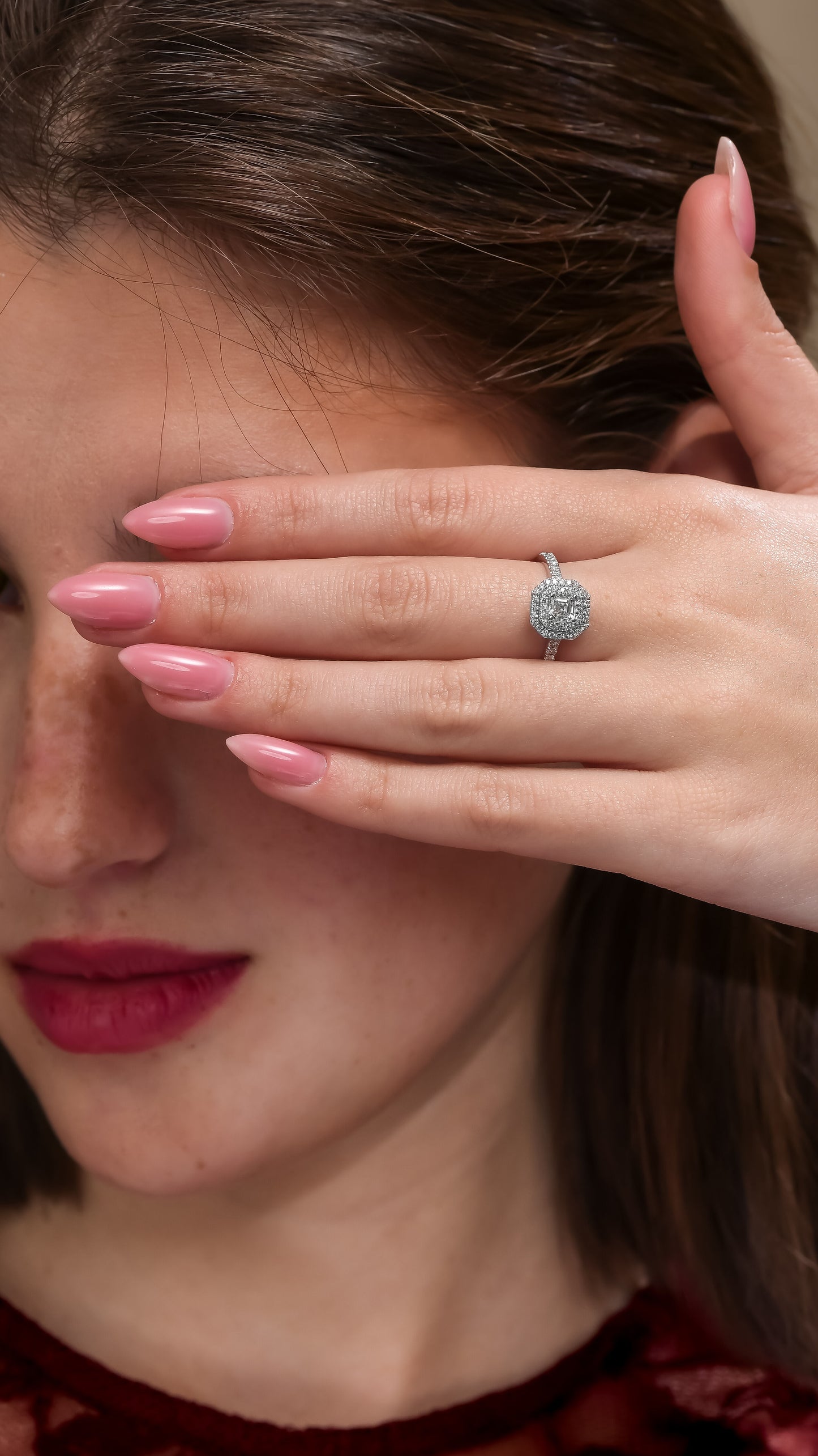 18K White Gold Engagement Ring With 0.86 TCW Natural Diamonds