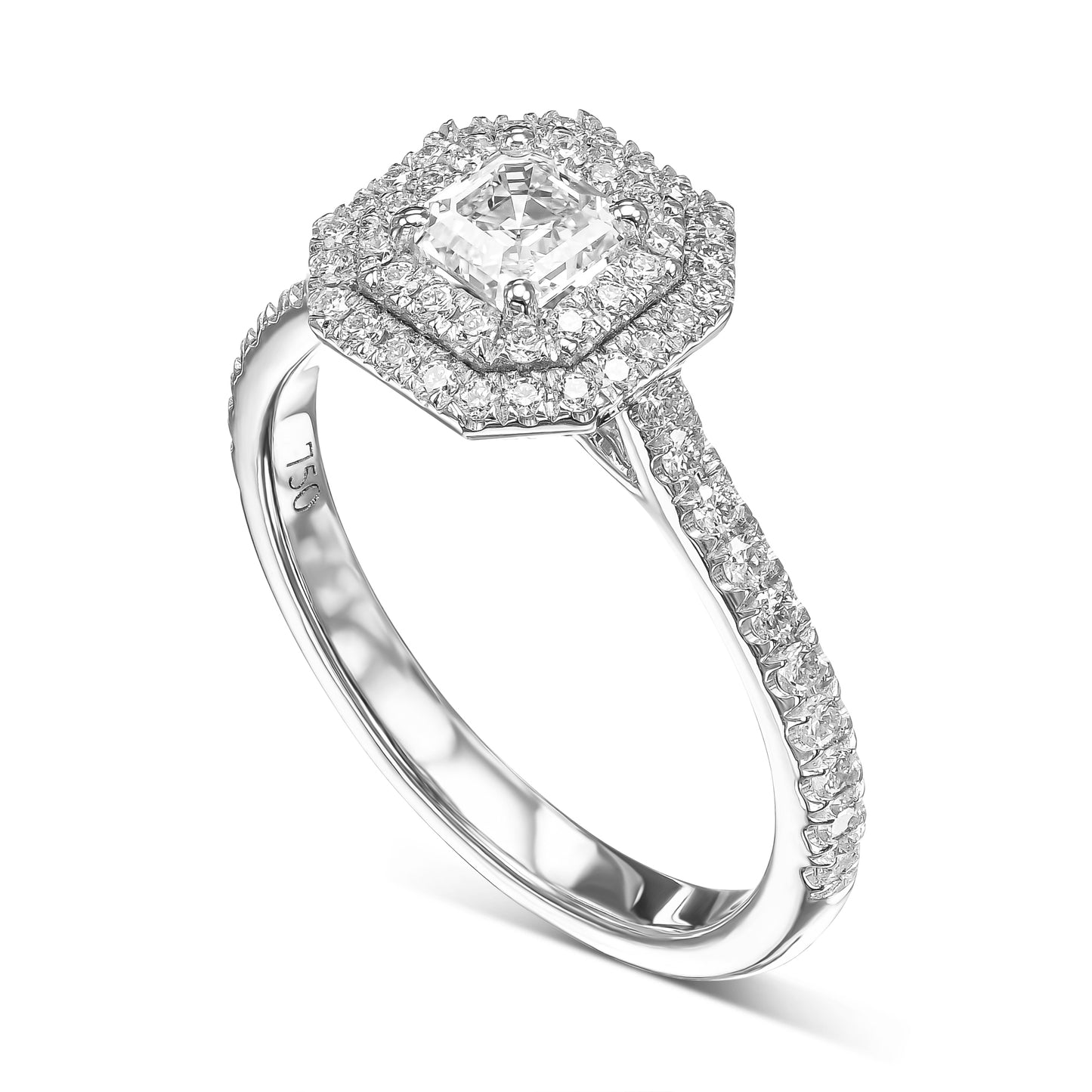 18K White Gold Engagement Ring With 0.86 TCW Natural Diamonds