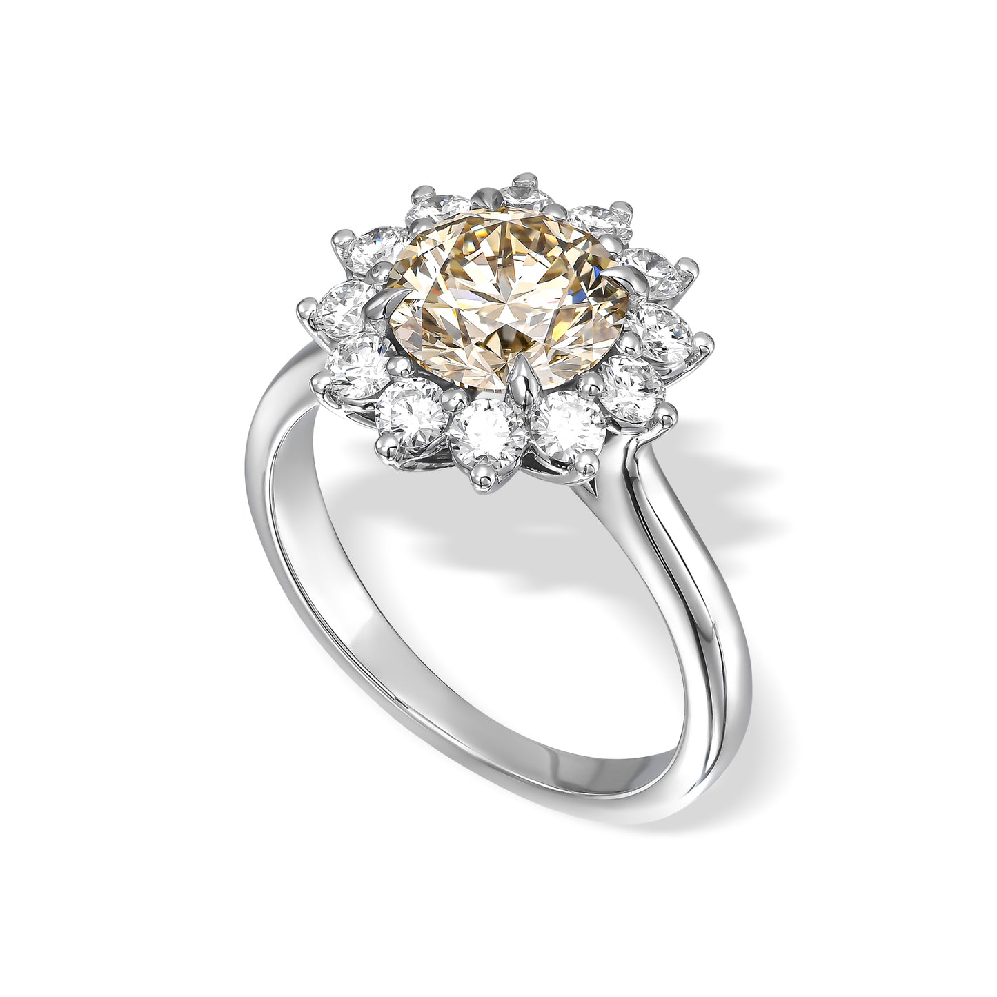 18K White Gold Ring With 2.83 TCW - Natural Fancy Colored Diamond Main Stone