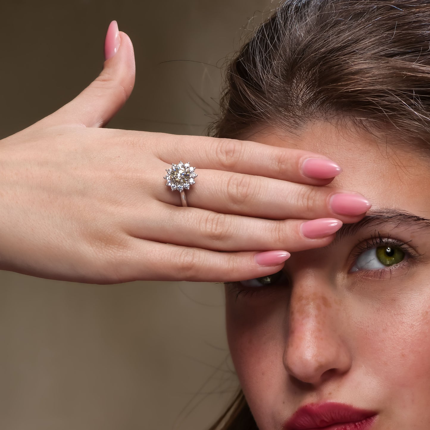 18K White Gold Ring With 2.83 TCW - Natural Fancy Colored Diamond Main Stone
