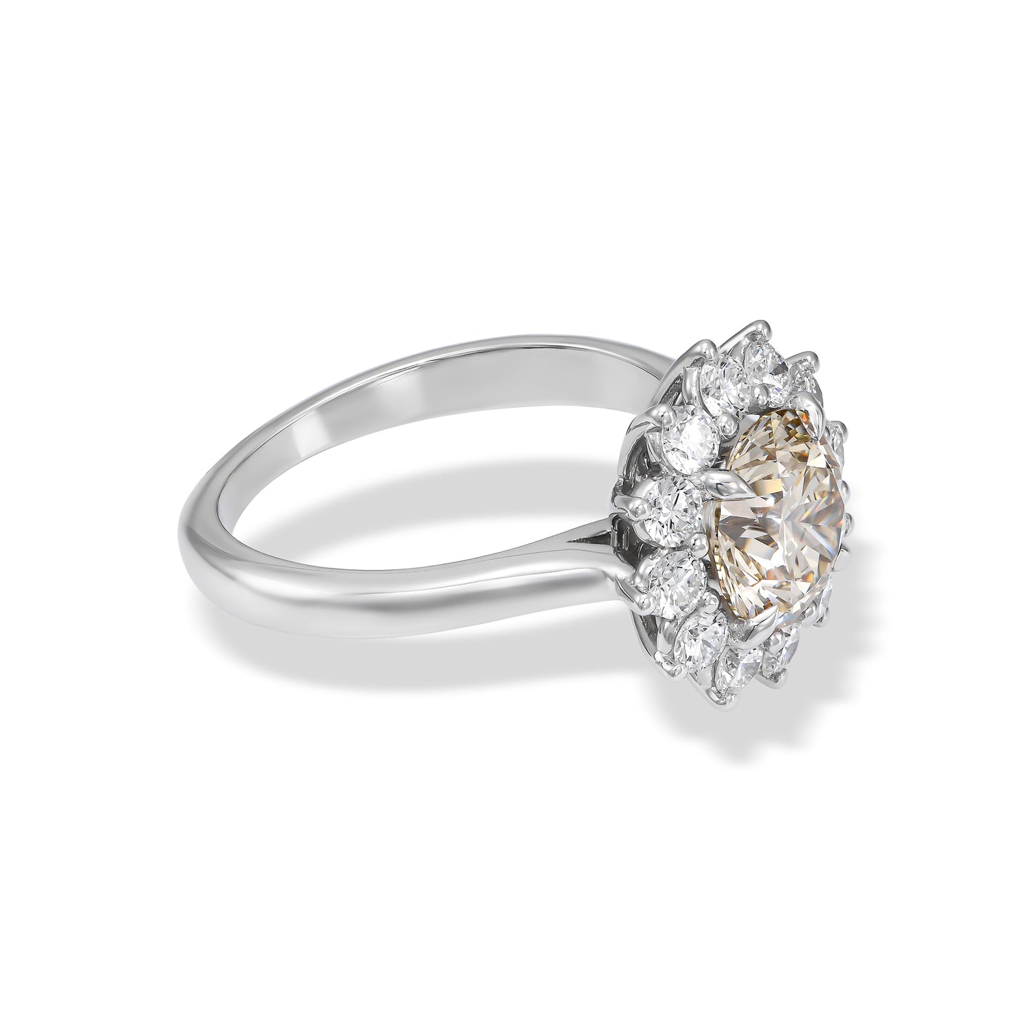 18K White Gold Ring With 2.83 TCW - Natural Fancy Colored Diamond Main Stone