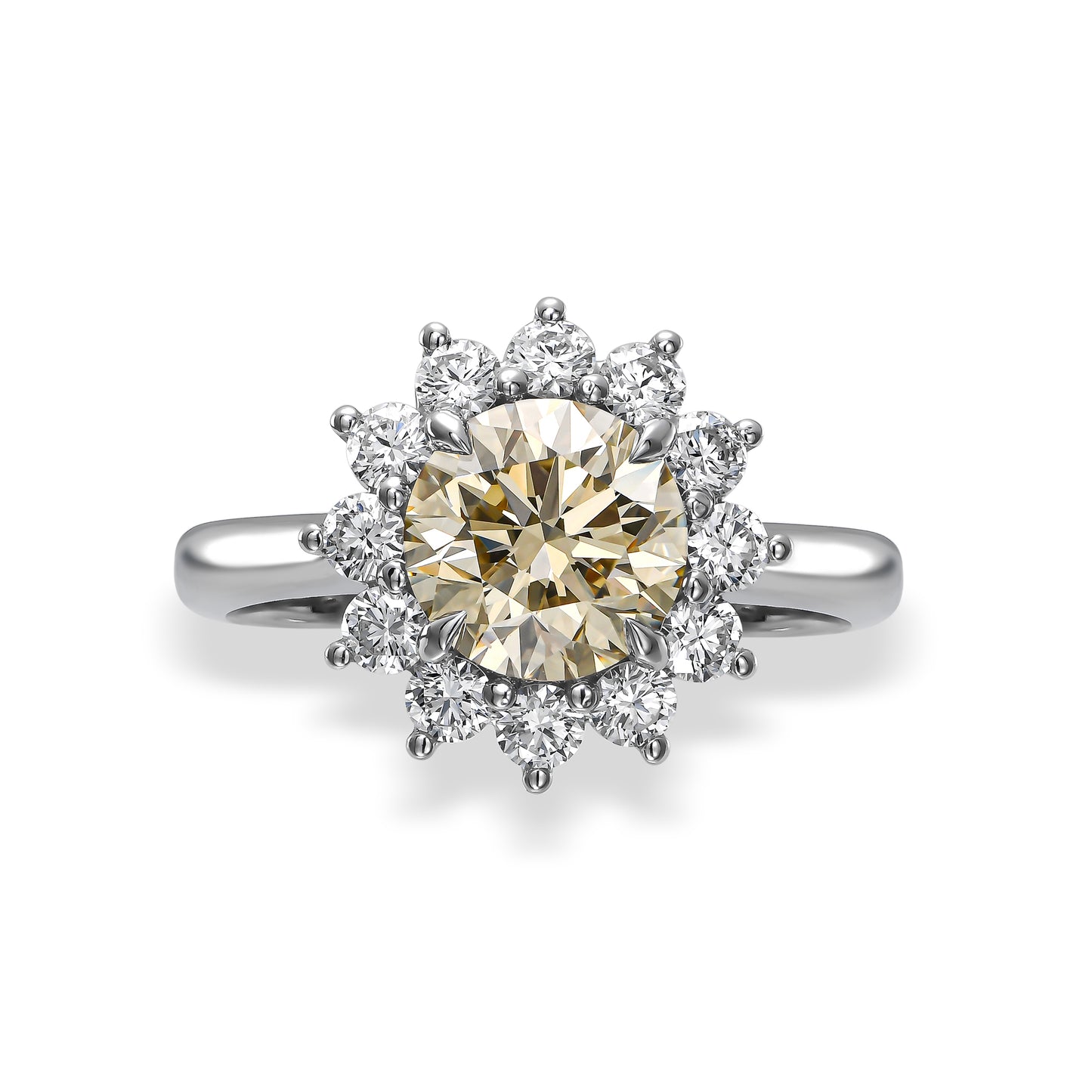 18K White Gold Ring With 2.83 TCW - Natural Fancy Colored Diamond Main Stone