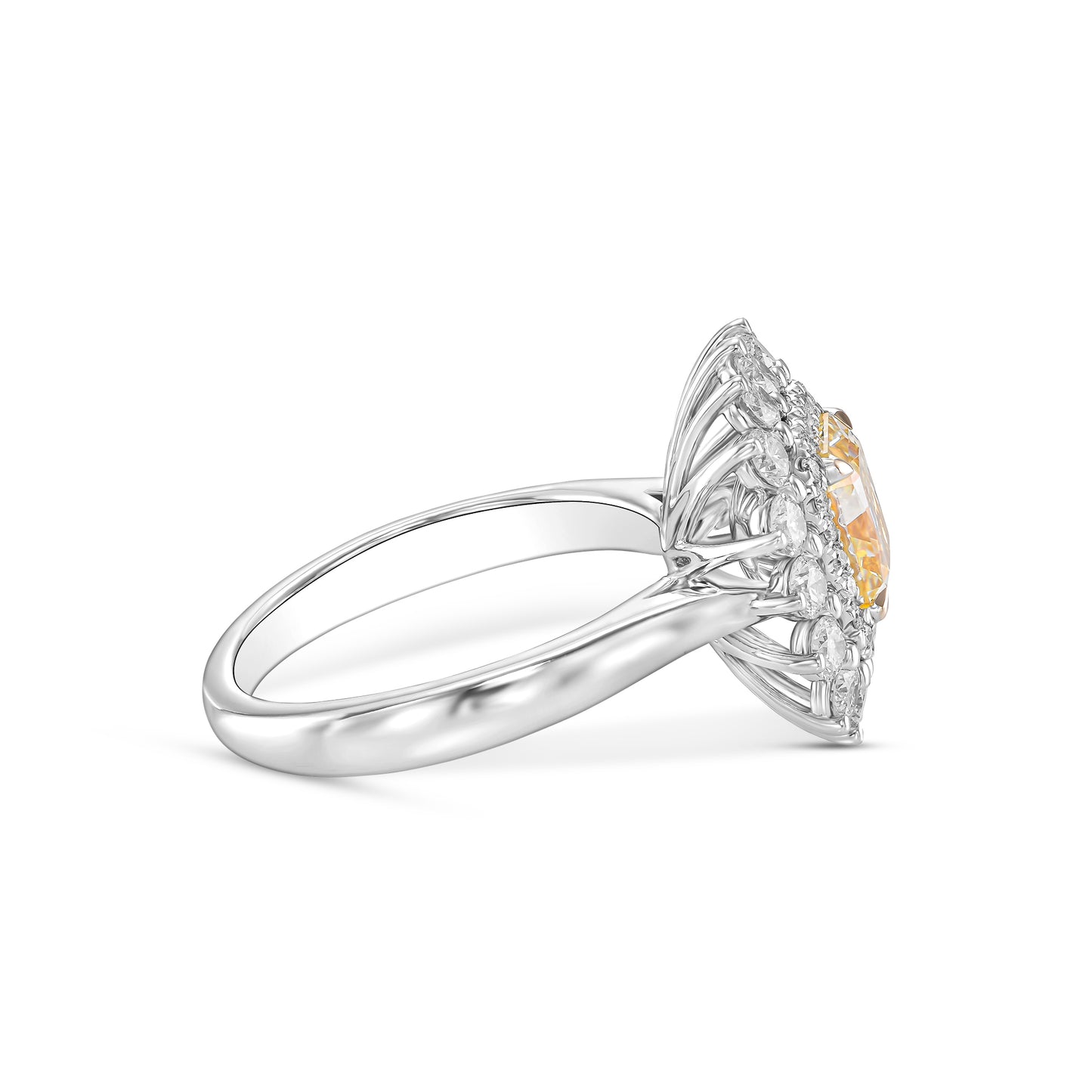 18k White Gold Ring With 3.05 TCW - Natural Fancy Colored Diamond Main Stone