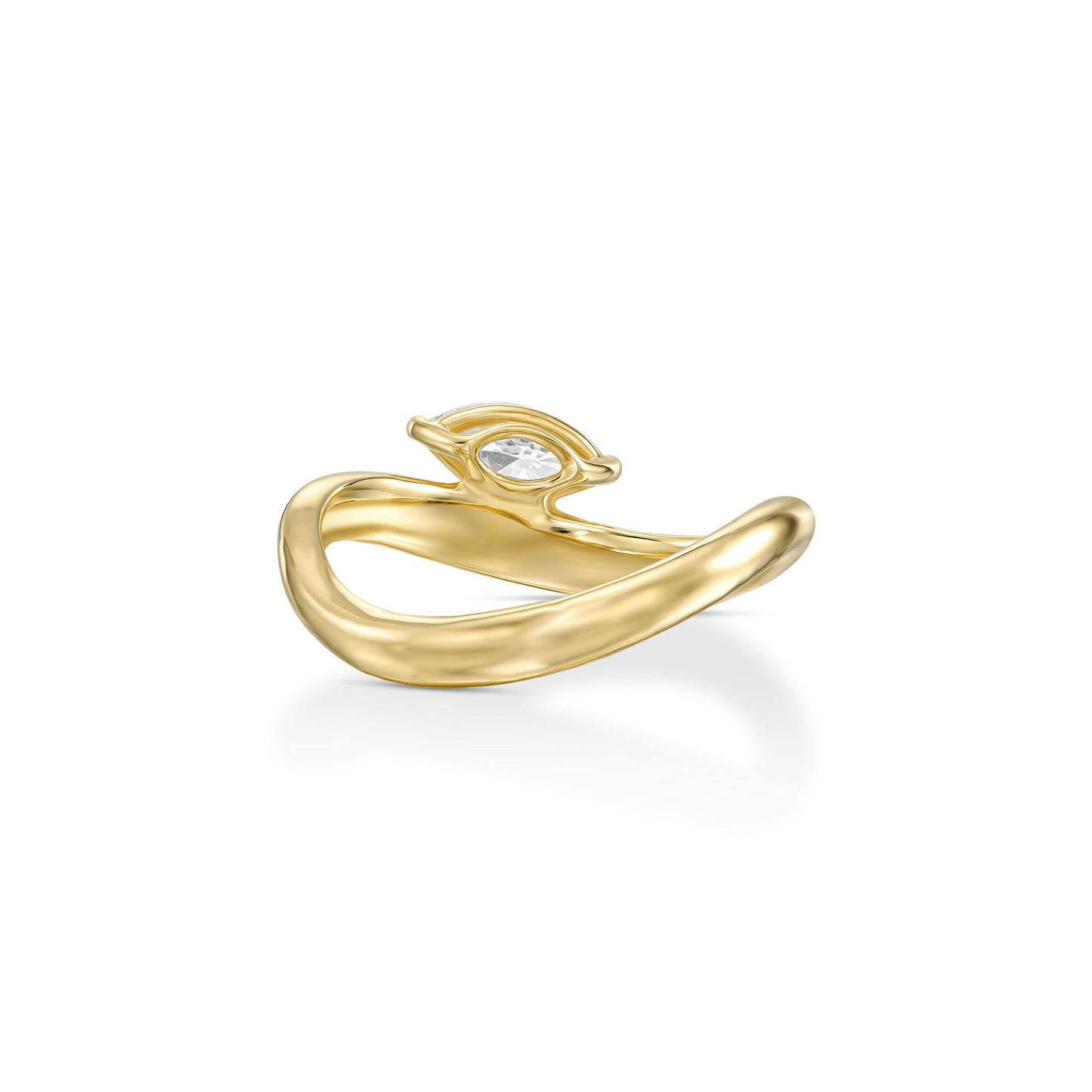 18k Yellow Gold Statement Ring With 0.36ct Marquise Natural Diamond