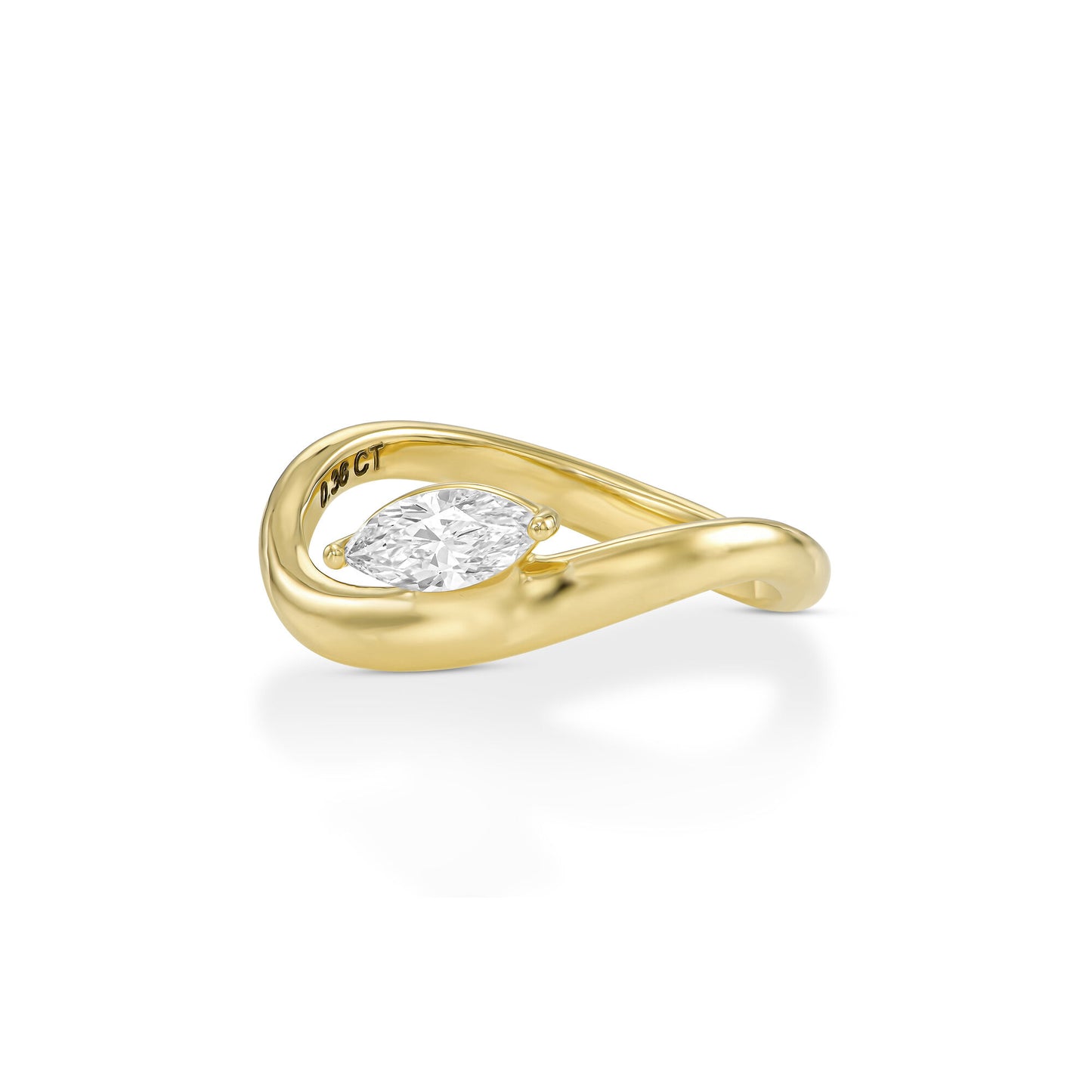18k Yellow Gold Statement Ring With 0.36ct Marquise Natural Diamond