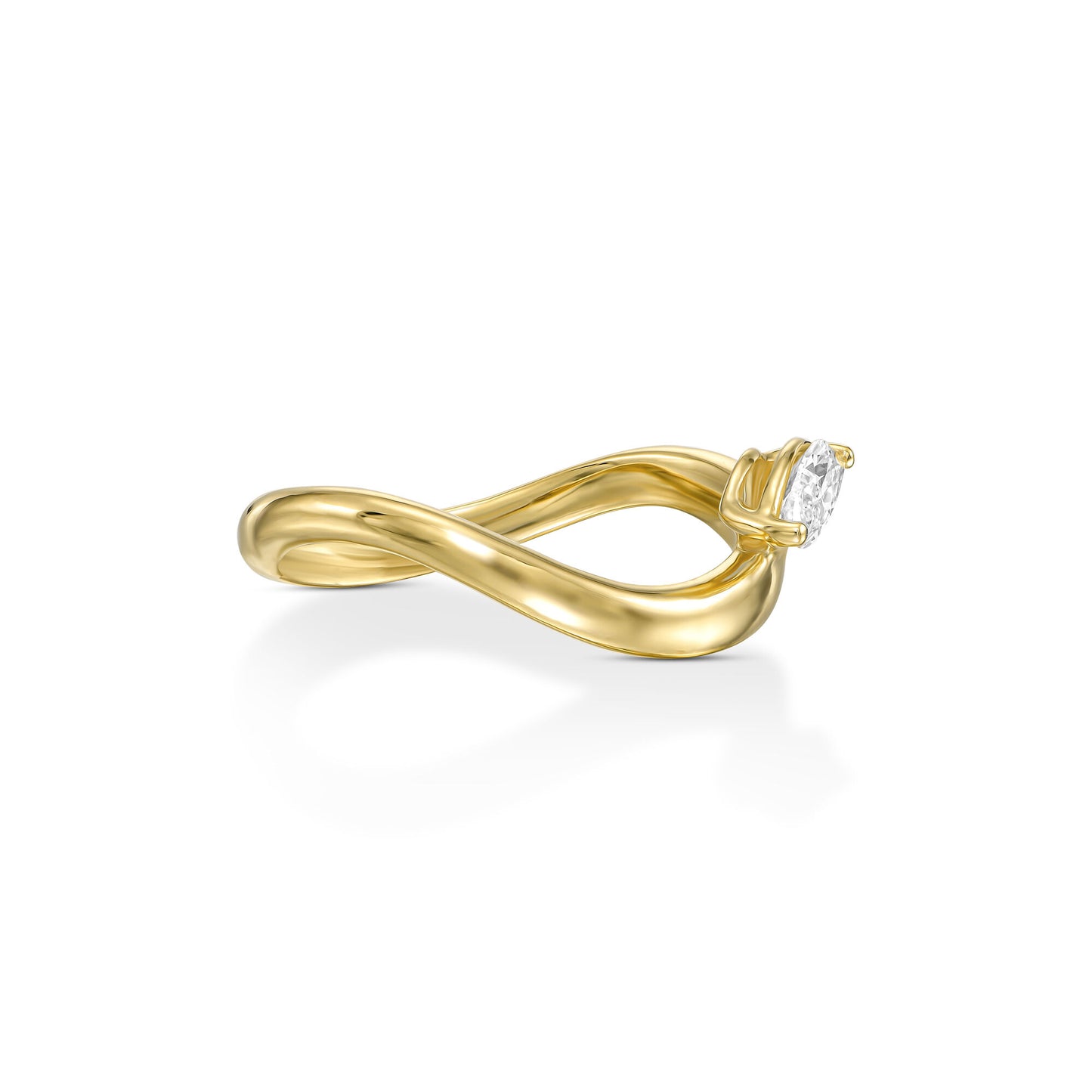 18k Yellow Gold Statement Ring With 0.36ct Marquise Natural Diamond