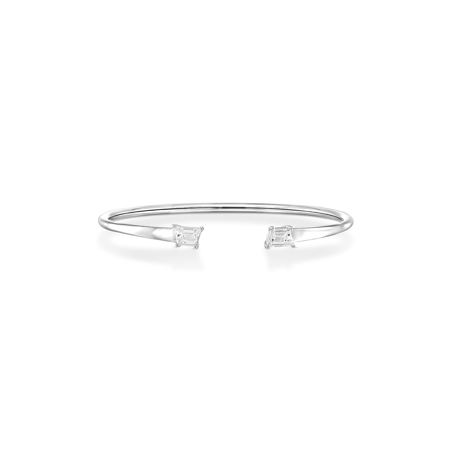 1.14tcw Pair of Trapezes Natural Diamond in 18k White Gold Bangle