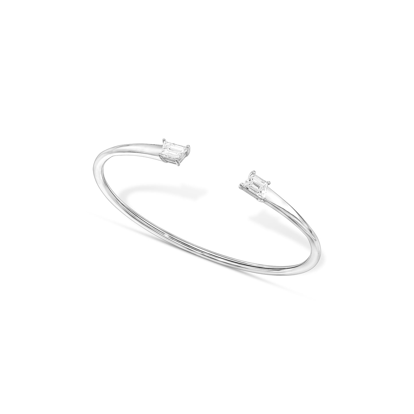 1.14tcw Pair of Trapezes Natural Diamond in 18k White Gold Bangle