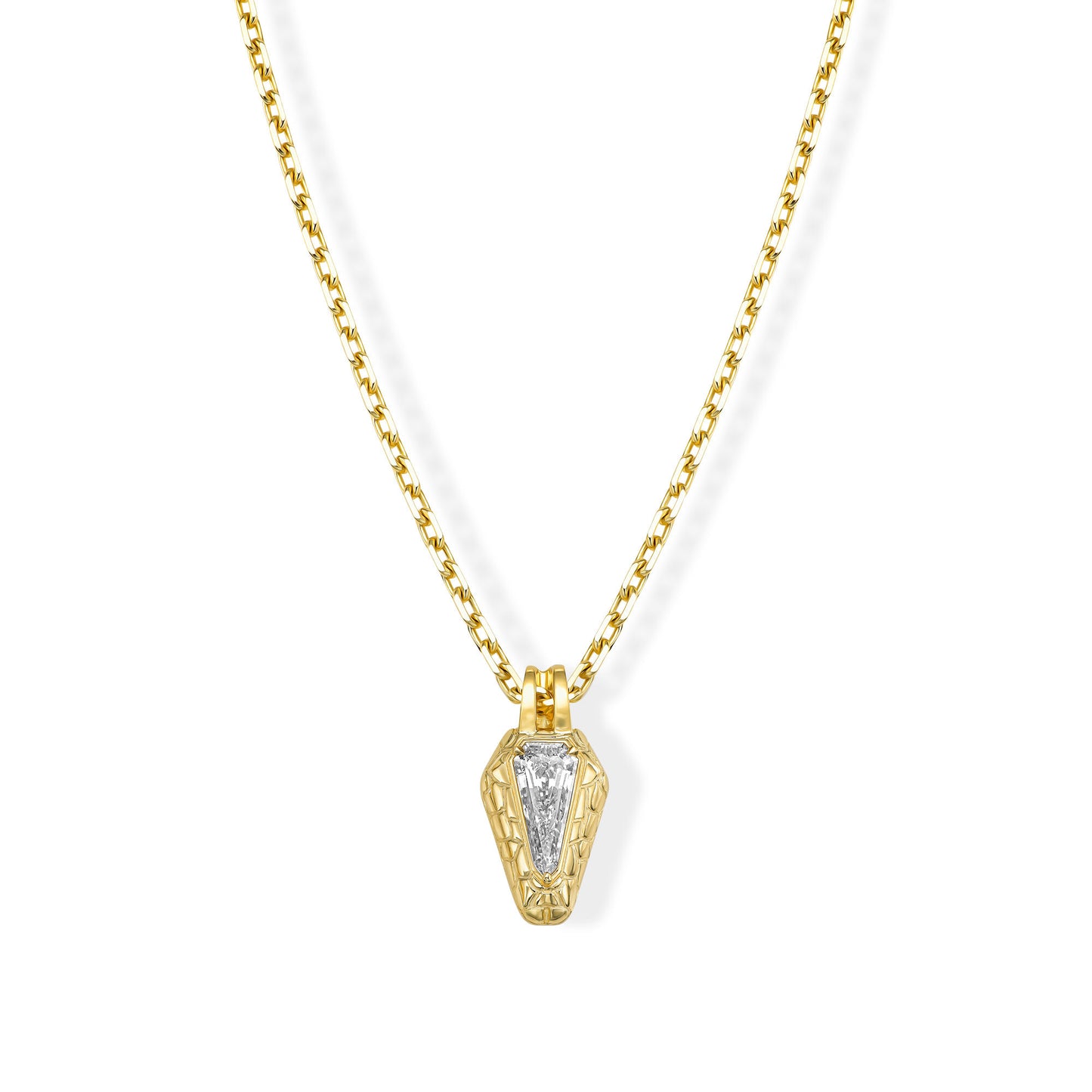 18k Yellow Gold The Snake Pendant Necklace With 0.96ct Kite Shape Natural Diamond