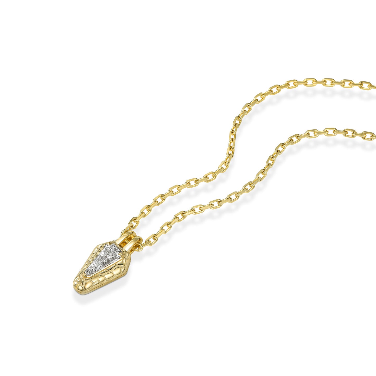 18k Yellow Gold The Snake Pendant Necklace With 0.96ct Kite Shape Natural Diamond
