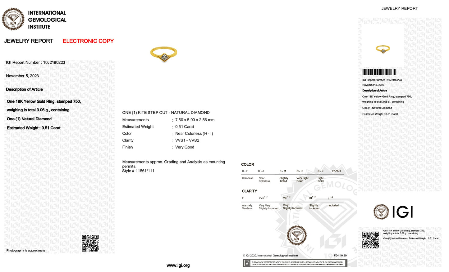 18K Yellow Gold Statement Ring With 0.51 TCW - Natural Fancy Colored Diamond Main Stone