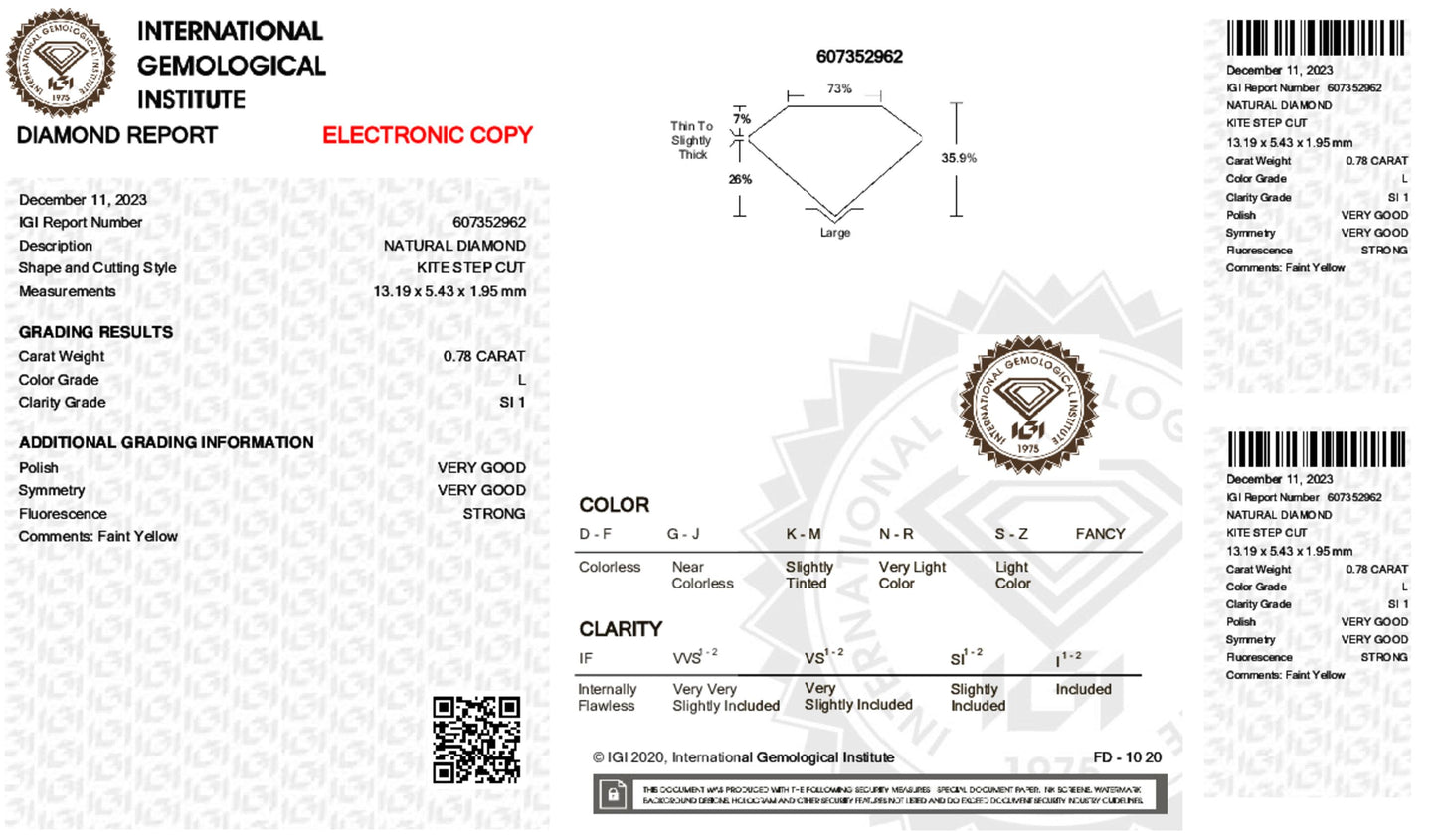 0.78 Carat Kite Shape Loose Natural Diamond