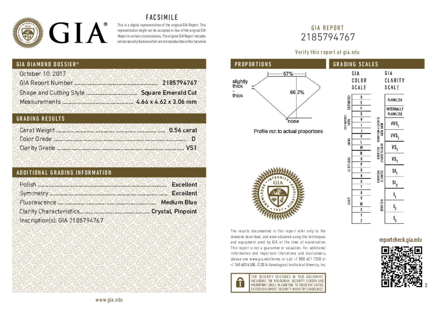 0.56 Carat Asscher Cut Loose Natural Diamond