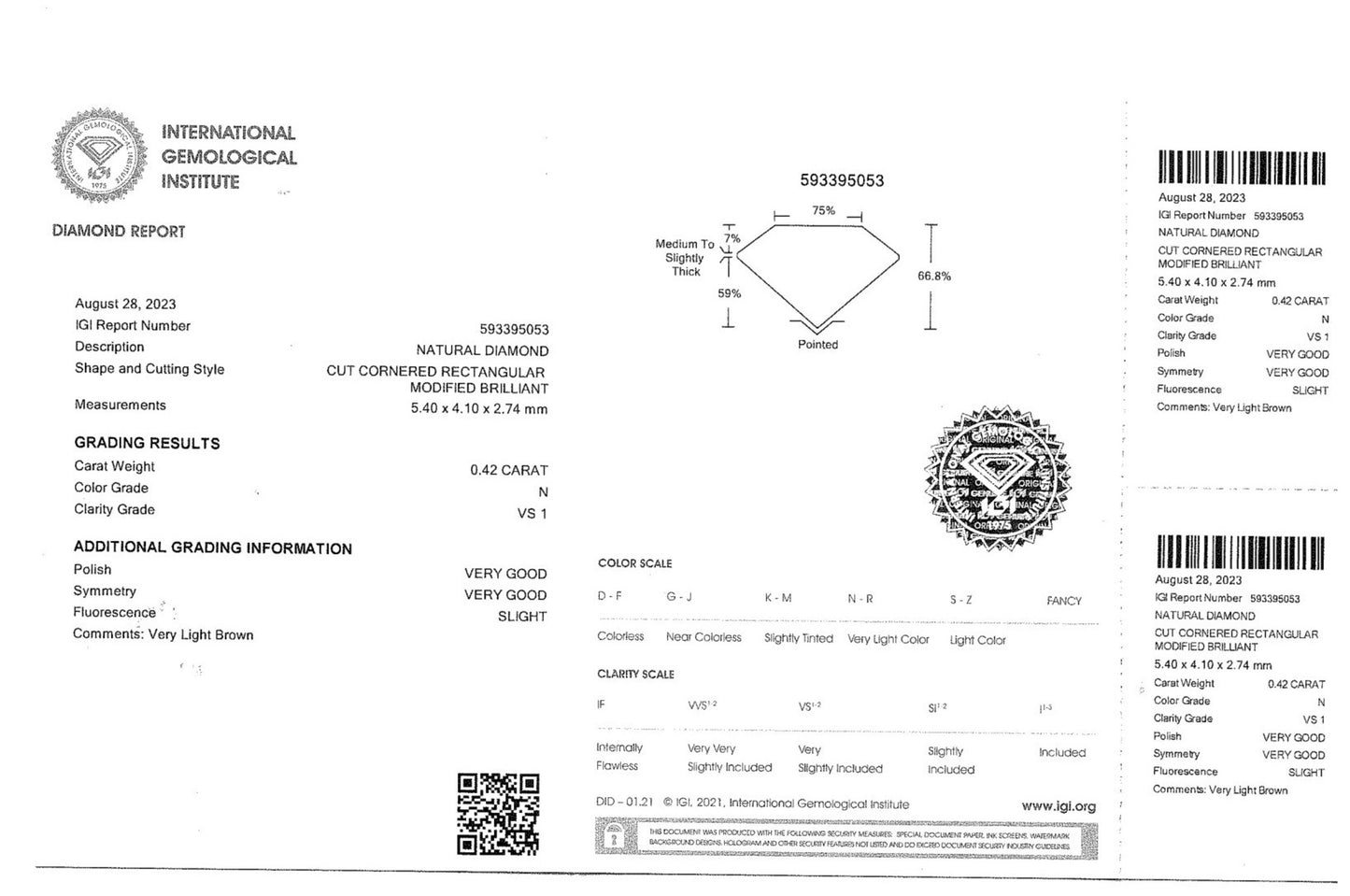 0.42 Carat Radiant Cut Loose Natural Diamond