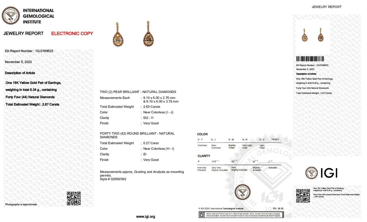 18K Rose Gold Dangle Earrings With 2.87 TCW - Natural Fancy Colored Diamond Main Stone
