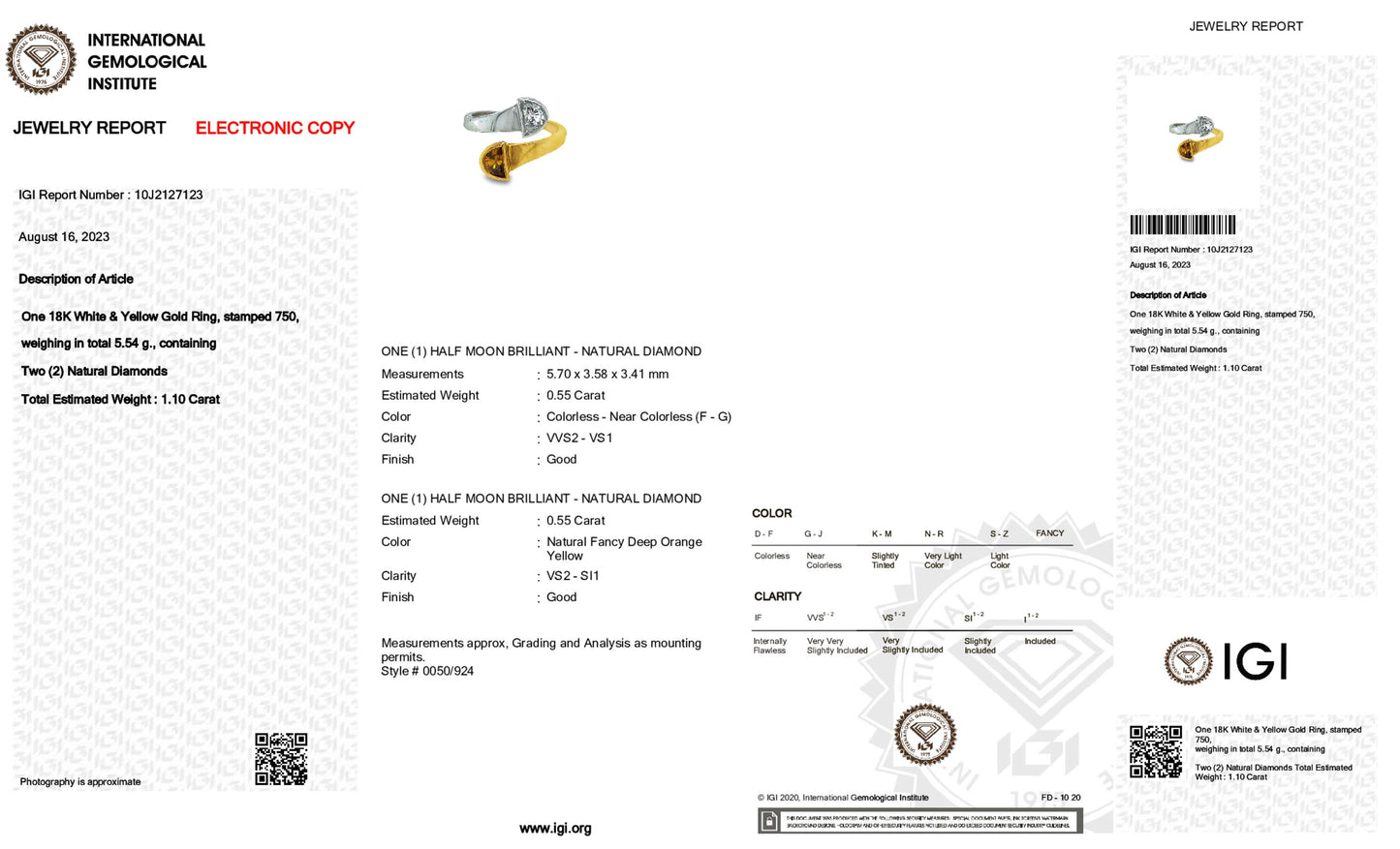 18K Yellow and White Gold Statement Ring With 1.10 TCW Natural Diamond