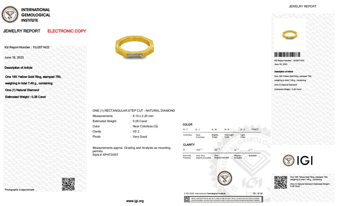 18K Yellow Gold Solitaire Ring With 0.28 TCW Natural Diamond