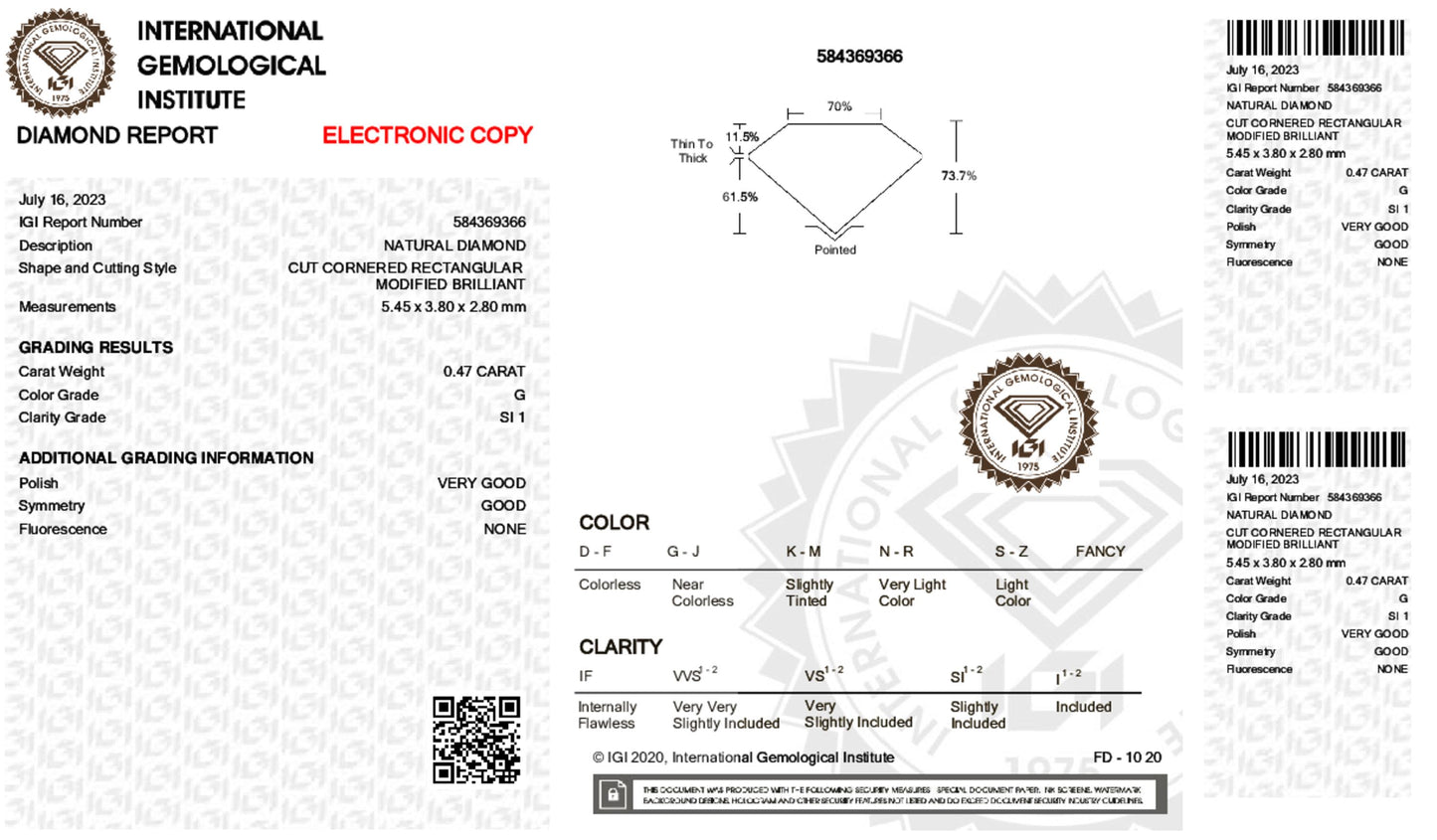 0.47 Carat Radiant Cut Loose Natural Diamond