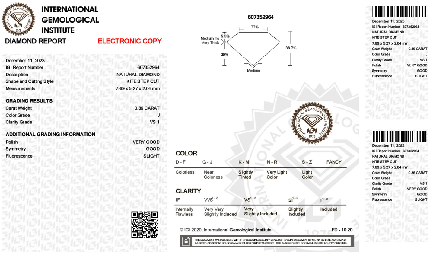 0.36 Carat Kite Shape Loose Natural Diamond
