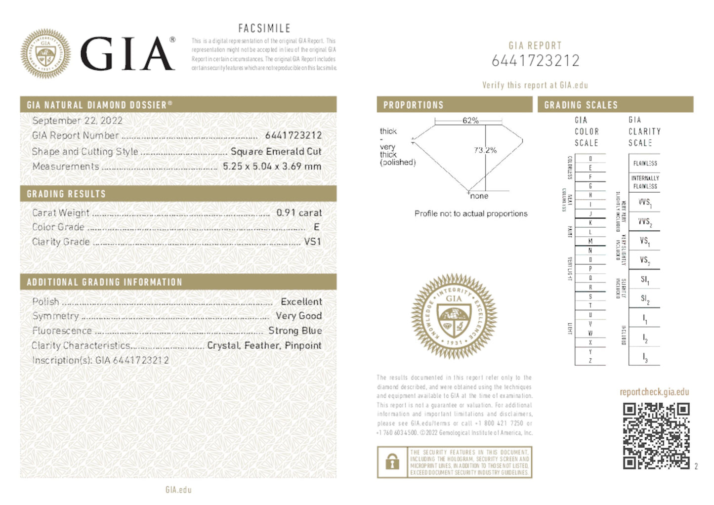 0.91 Carat Asscher Cut Loose Natural Diamond