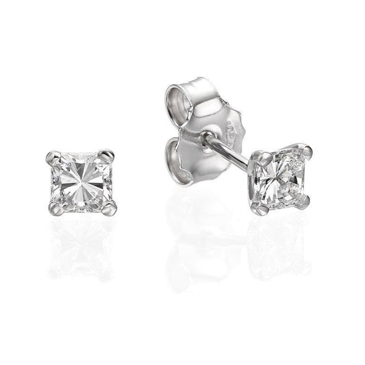 18K White Gold Stud Earrings With 0.68 TCW Natural Diamond