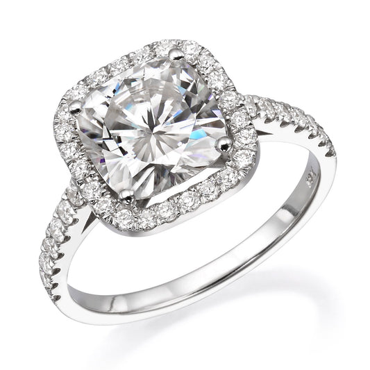 18K White Gold Engagement Ring With 2.91 TCW Natural Diamonds