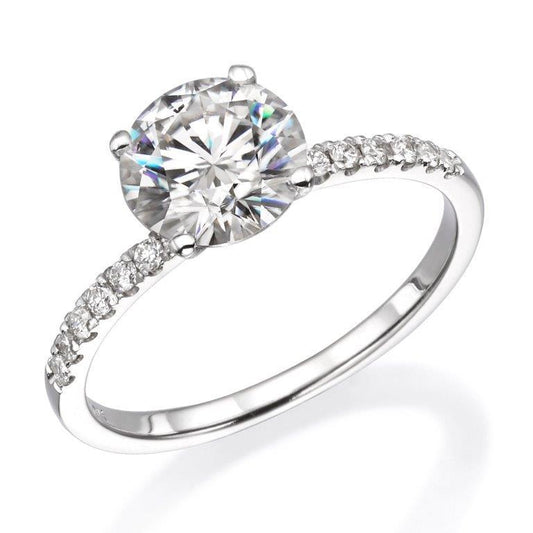18K White Gold Engagement Ring With 1.64 TCW Natural Diamonds
