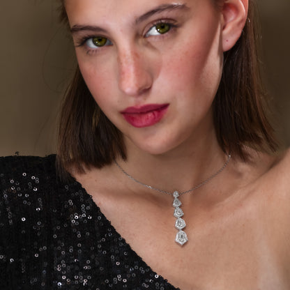 18K White Gold Pendant Necklace With 3.00 TCW Natural Diamond