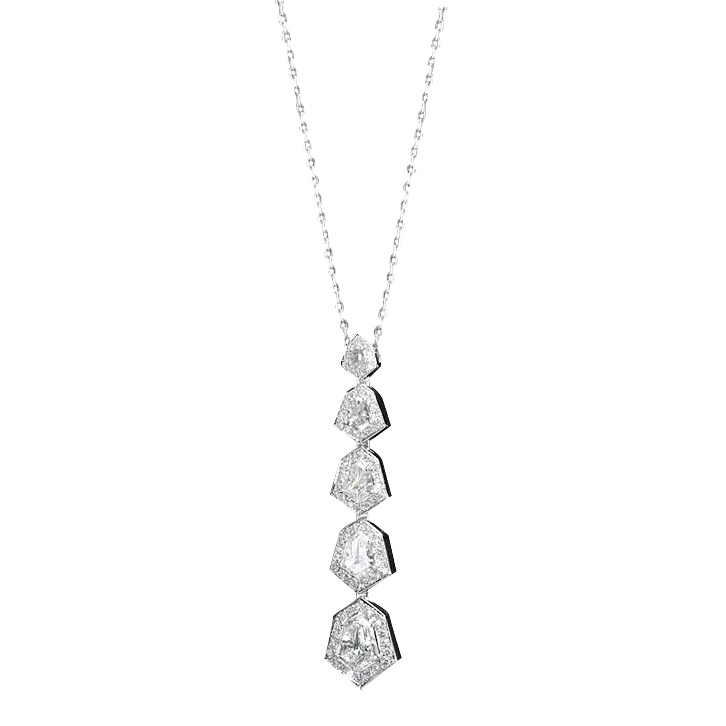 18K White Gold Pendant Necklace With 3.00 TCW Natural Diamond