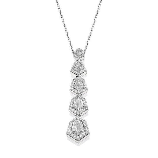 18K White Gold Pendant Necklace With 3.00 TCW Natural Diamond