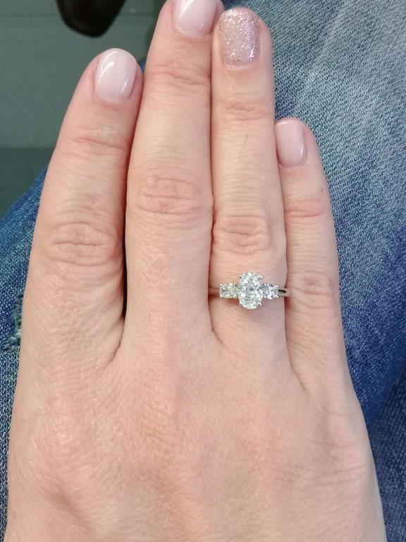 18K White Gold 3 Stone Engagement Ring With 1.01 Carat Natural Diamond