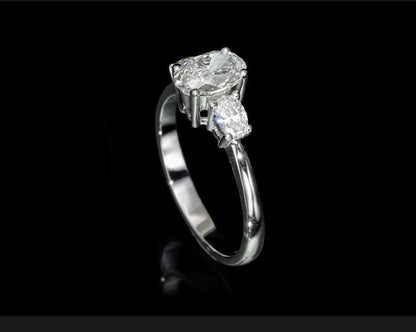 18K White Gold 3 Stone Engagement Ring With 1.01 Carat Natural Diamond