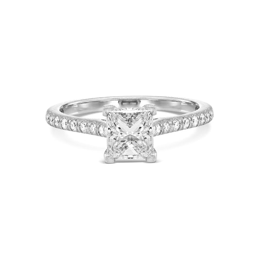 18K White Gold Engagement Ring With 1.56 TCW Natural Diamond