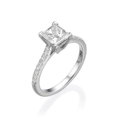 18K White Gold Engagement Ring With 1.56 TCW Natural Diamond