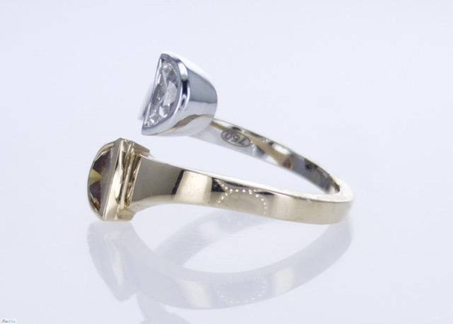 18K Yellow and White Gold Statement Ring With 1.10 TCW Natural Diamond