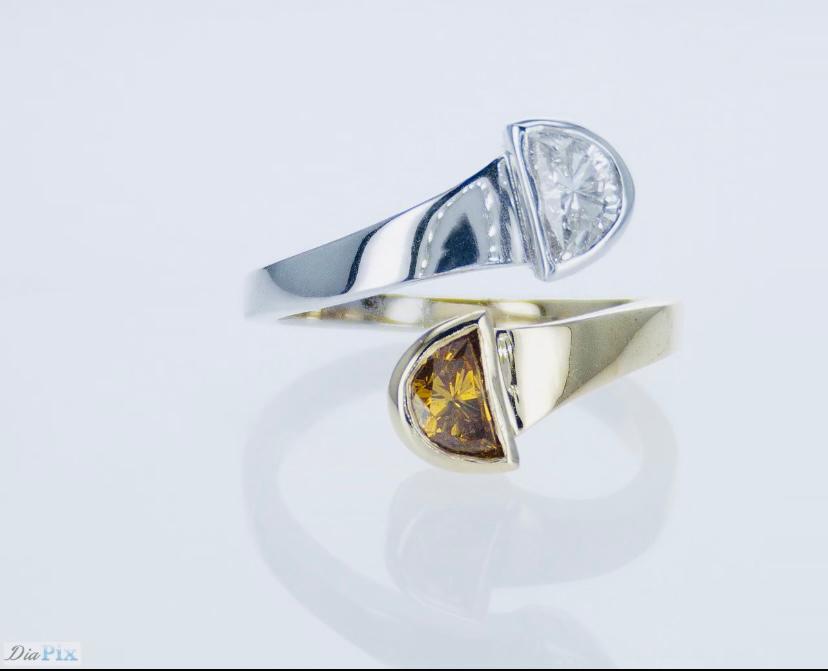 18K Yellow and White Gold Statement Ring With 1.10 TCW Natural Diamond