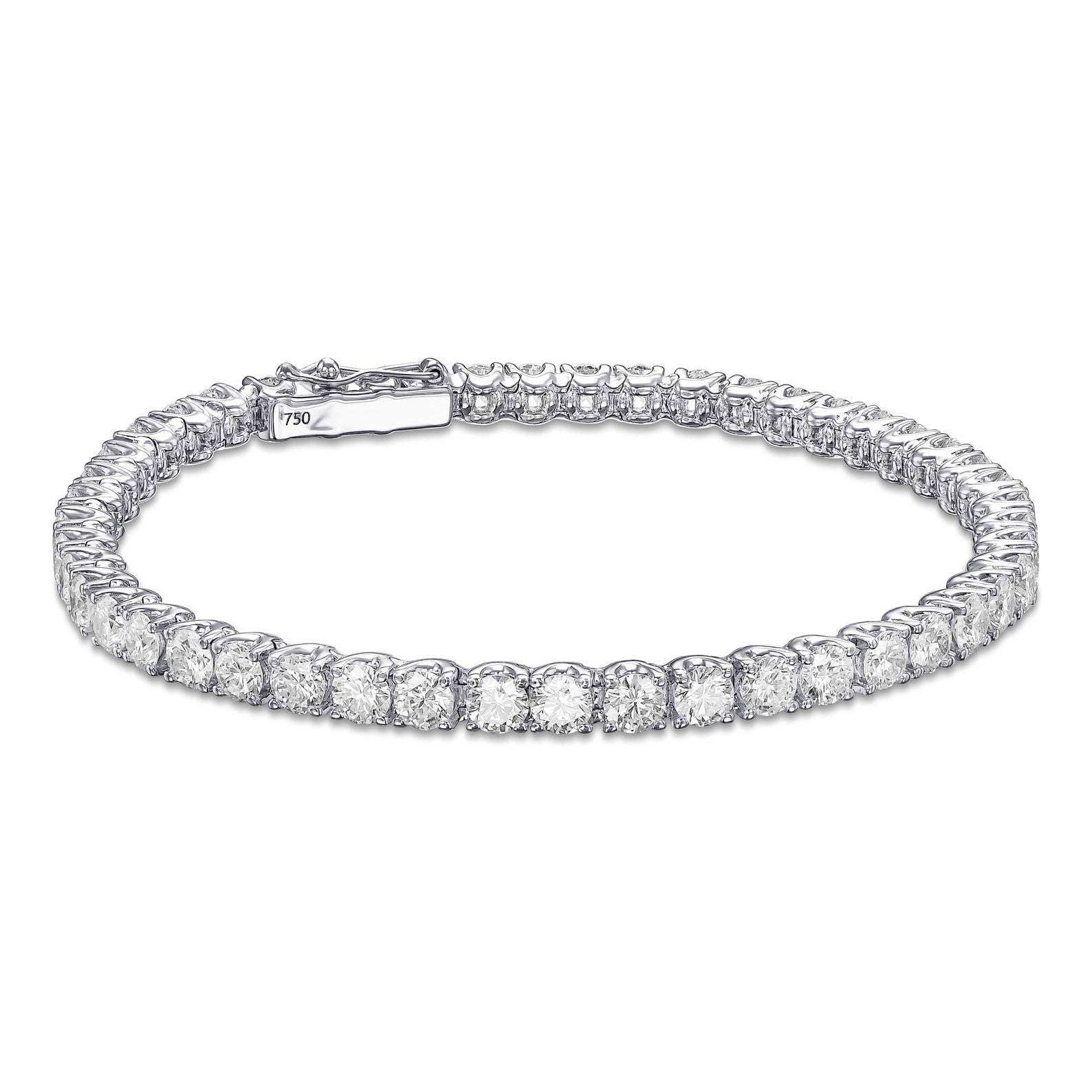 18K White Gold Tennis Bracelet With 6.89 TCW Natural Diamond