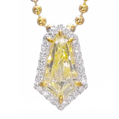 18K White Gold Pendant necklace With 0.94 TCW - Natural Fancy Colored Diamond Main Stone