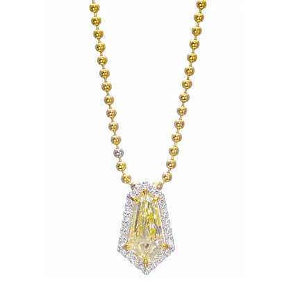 18K White Gold Pendant necklace With 0.94 TCW - Natural Fancy Colored Diamond Main Stone