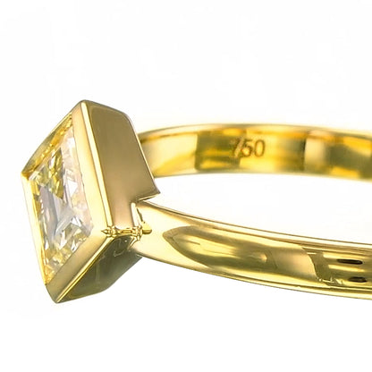 18K Yellow Gold Statement Ring With 0.51 TCW - Natural Fancy Colored Diamond Main Stone