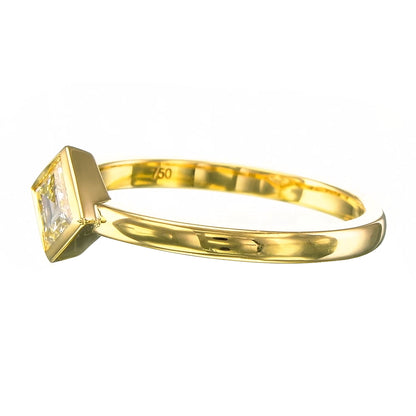 18K Yellow Gold Statement Ring With 0.51 TCW - Natural Fancy Colored Diamond Main Stone