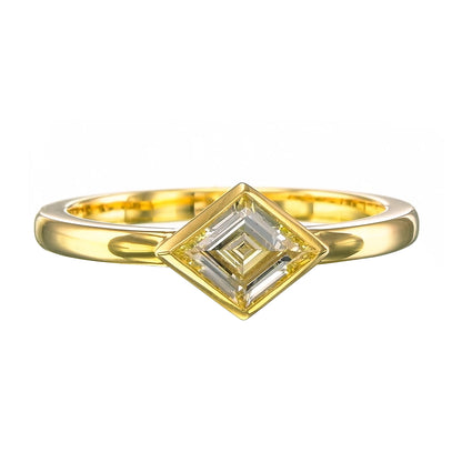 18K Yellow Gold Statement Ring With 0.51 TCW - Natural Fancy Colored Diamond Main Stone