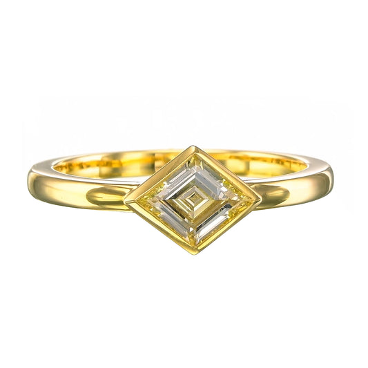 18K Yellow Gold Statement Ring With 0.51 TCW - Natural Fancy Colored Diamond Main Stone