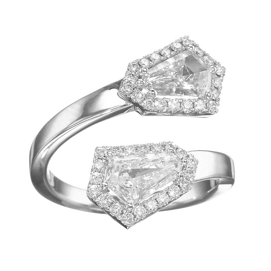 18K White Gold Wrap Around Ring With 1.35 TCW Natural Diamond