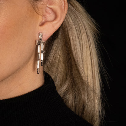 18K White Gold Drop Earrings With 4.15 TCW Natural Diamond