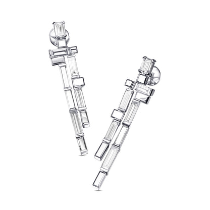 18K White Gold Drop Earrings With 4.15 TCW Natural Diamond
